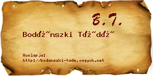 Bodánszki Tádé névjegykártya